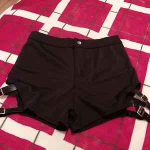 Shorts w/ side cutouts & buckles